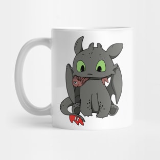 Cute Hungry Toothless, Night fury with fish, Httyd dragon Mug